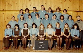 front l-r: Toni Plichota, Vicki Siminovski, ??, Debbie Bates, ??, ??, Leanne Frost, Jenny Jack, ??
middle l-r: Geoff Young, David Connor, Peter White, ??, Craig Abberfield, ??, Bill Lowe, Stephen Nightengale, Mrs A Morris
back l-r: Ross Diamond, Dean Manuel, Robert Carolyn, Jeffrey Coward, Kevin Cook, Stephen Albu, Robert Nespeca.